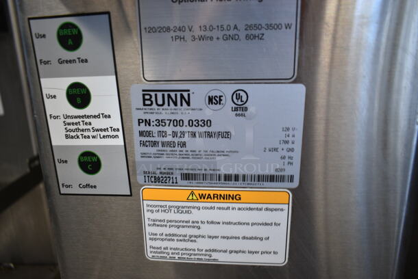 Bunn ITCB-DV Stainless Steel Commercial Countertop Iced Tea Machine. 120 Volts, 1 Phase.  - Image 6 of 6