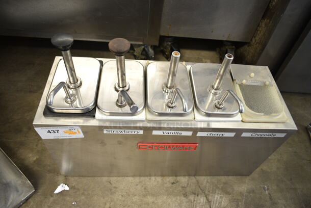 Cecilware Stainless Steel Countertop Rail w/ 5 Drop Ins and 4 Pump Lids.  - Image 2 of 6