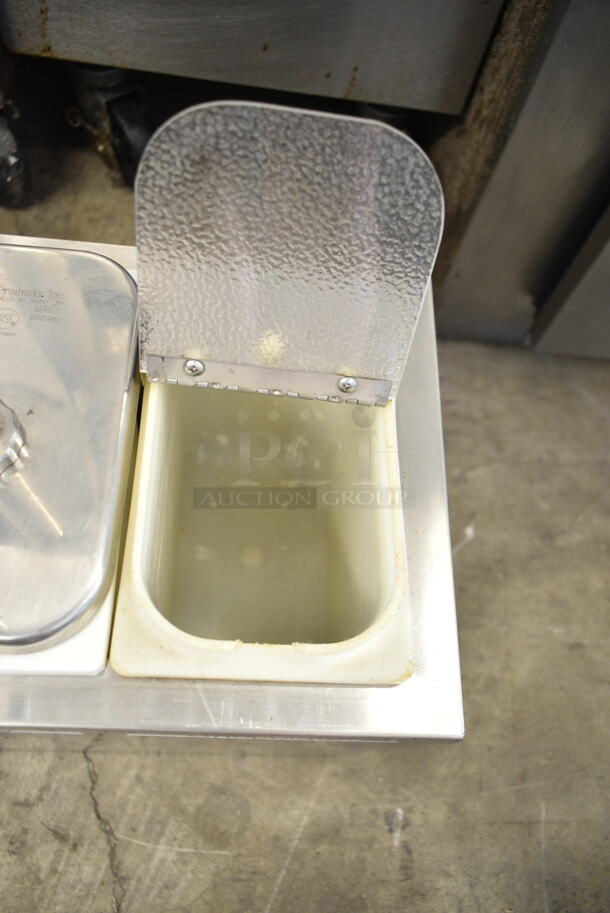 Cecilware Stainless Steel Countertop Rail w/ 5 Drop Ins and 4 Pump Lids.  - Image 3 of 6