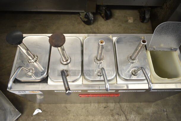 Cecilware Stainless Steel Countertop Rail w/ 5 Drop Ins and 4 Pump Lids.  - Image 4 of 6