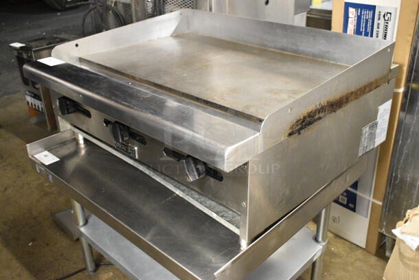 Asber AEMG36HNG Stainless Steel Commercial Countertop Natural Gas Powered Flat Top Griddle.  - Image 2 of 5
