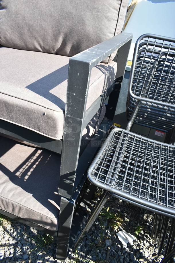 2 Outdoor Patio Benches w/ Arm Rests and Gray Cushions. 2 Times Your Bid! - Image 2 of 4