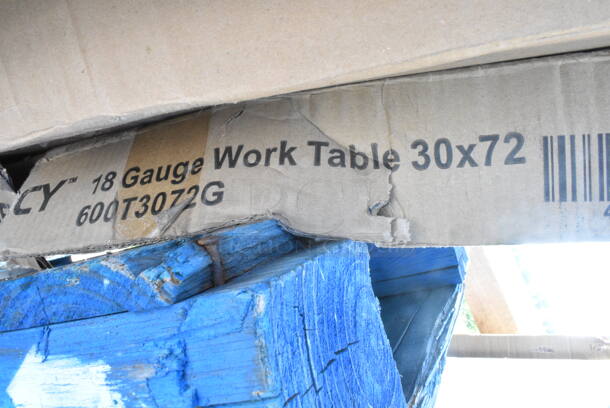 BRAND NEW SCRATCH AND DENT! Regency 600T3072G 30" x 72" 18-Gauge 304 Stainless Steel Commercial Work Table with Galvanized Legs and Undershelf. May Be Missing Pieces.  - Image 2 of 2