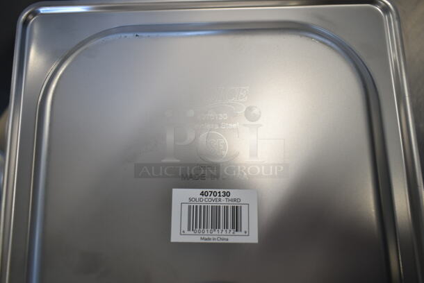 8 BRAND NEW SCRATCH AND DENT! Stainless Steel Items Including 2 176SSPILLFL Choice Full Size 6" Deep Stainless Steel Steam Table Spillage Pan, 5 4070130 Choice 1/3 Size Stainless Steel Solid Steam Table / Hotel Pan Cover, 4070110 Choice Full Size Stainless Steel Solid Steam Table / Hotel Pan Cover. 8 Times Your Bid!  - Image 6 of 8