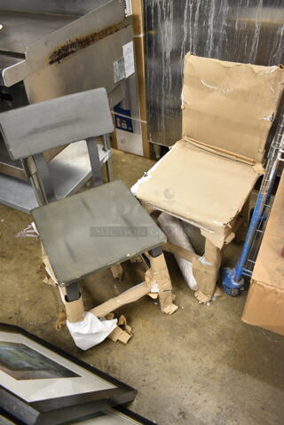 2 BRAND NEW SCRATCH AND DENT! Lancaster Table & Seating Industrial Slate Gray Dining Height Chair. 2 Times Your Bid! 