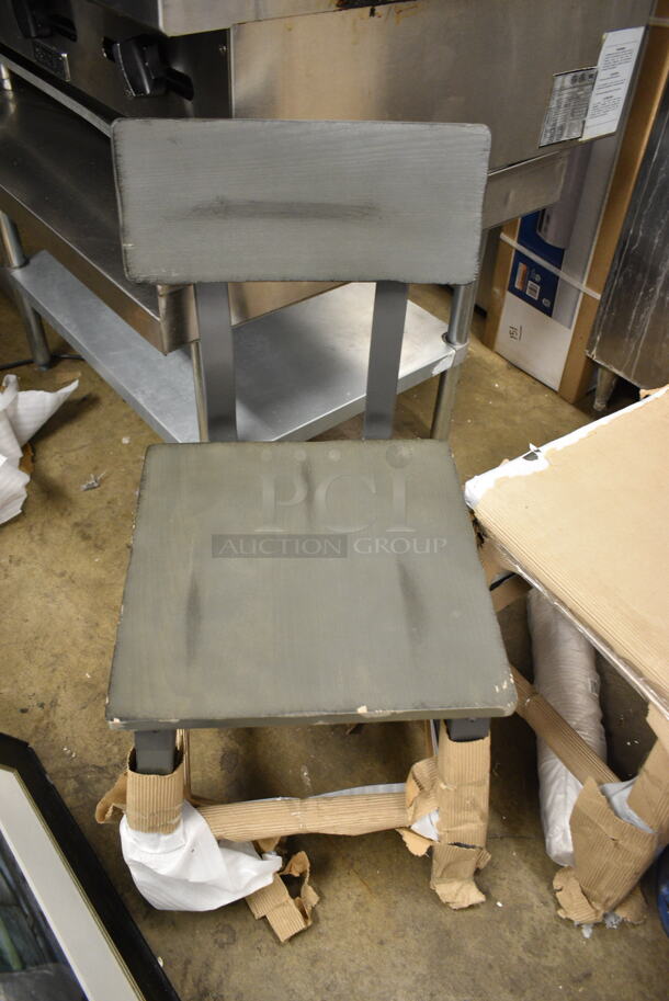 2 BRAND NEW SCRATCH AND DENT! Lancaster Table & Seating Industrial Slate Gray Dining Height Chair. 2 Times Your Bid!  - Image 3 of 5