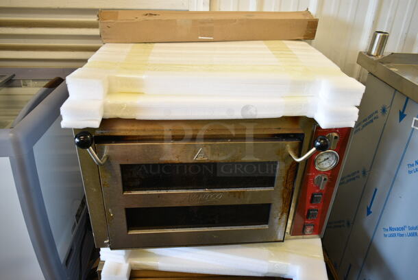LIKE NEW! Avantco 177DPO18DS Stainless Steel Commercial Countertop Double Deck Countertop Pizza/Bakery Oven w/ 1 Cooking Stone. 240 Volts, 1 Phase. - Image 1 of 9