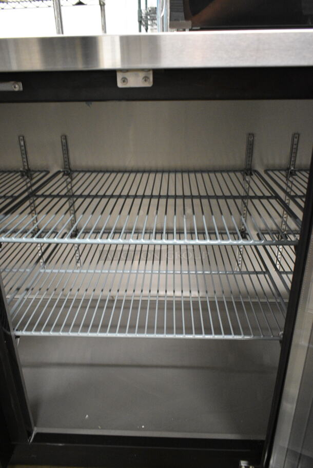 BRAND NEW SCRATCH AND DENT! 2024 Avantco 178UBB4GHC 90" Black Counter Height Glass Door Back Bar Refrigerator with LED Lighting. 115 Volts, 1 Phase. Tested and Working! - Image 6 of 8