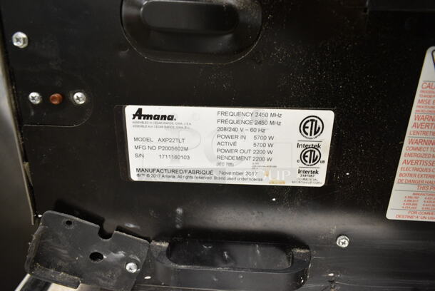 2017 Amana AXP22TLT Stainless Steel Commercial Countertop Rapid Cook Oven. 208/240 Volts, 1 Phase. - Image 7 of 7