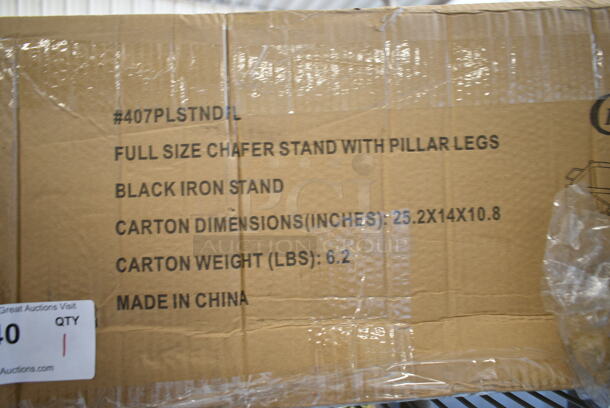 BRAND NEW SCRATCH AND DENT! Acopa 407PLSTNDFL 8 Qt. Full Size Wrought Iron Pillar Chafer Stand - Image 3 of 3