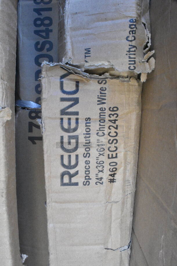 BRAND NEW SCRATCH AND DENT! Regency 460ECSC2436 NSF Chrome Wire Security Cage - 24" x 36" x 61". May Be Missing Pieces.  - Image 2 of 2