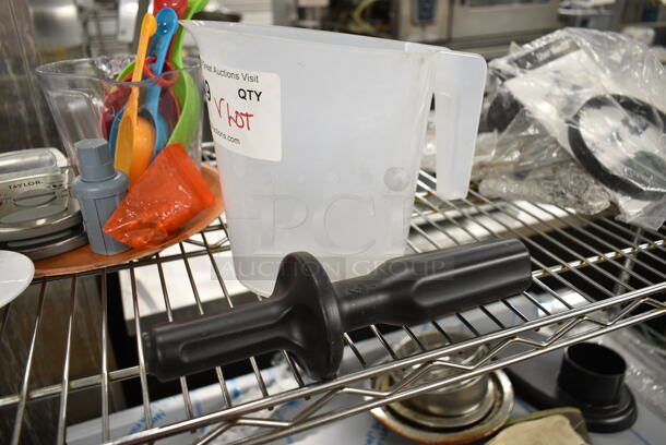 ALL ONE MONEY! Lot of Various Items Including Mixer Attachments, Dry Measuring Cups, Clear Poly Pitcher, 2 Taylor Timers. - Image 5 of 12