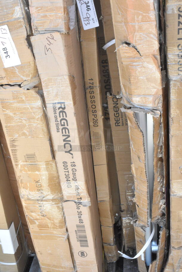 2 BRAND NEW SCRATCH AND DENT! Items Including Avantco 178SSSOSP260 Stainless Steel Single Deck Overshelf for SSPPT-260 Series - 18" x 60" and Regency 600T3048G 30" x 48" 18-Gauge 304 Stainless Steel Commercial Work Table with Galvanized Legs and Undershelf. 2 Times Your Bid! May Be Missing Pieces. - Image 2 of 4