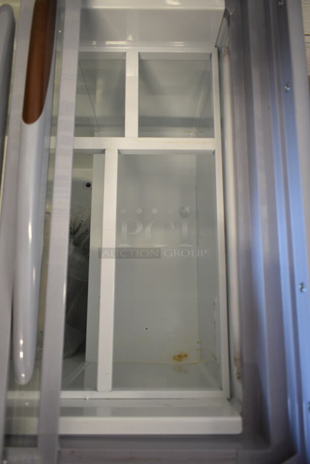 BRAND NEW SCRATCH AND DENT! Avantco 360ADCGEL4 White Metal Floor Style Display Freezer Merchandiser on Commercial Casters. 115 Volts, 1 Phase. Tested and Powers On But Does Not Get Cold - Image 5 of 8