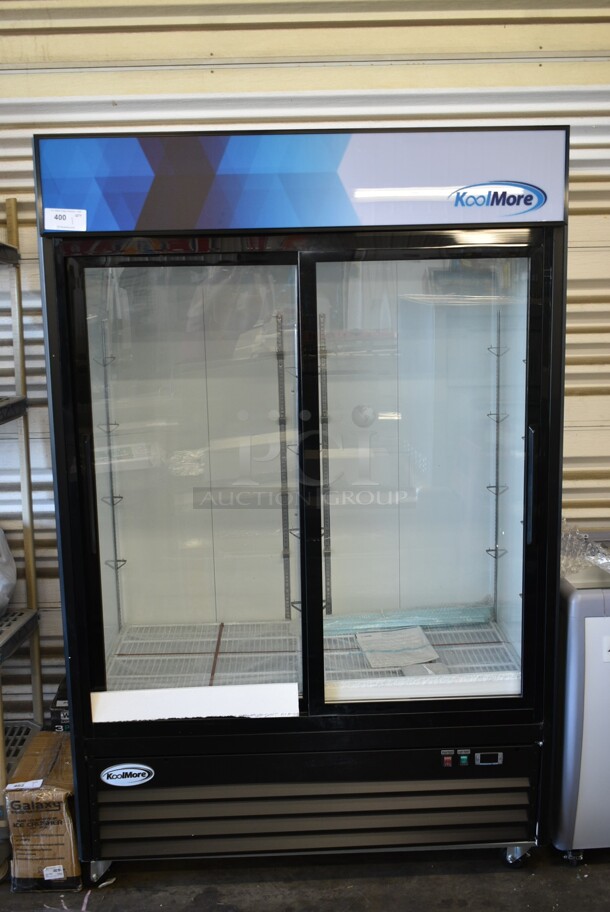 BRAND NEW SCRATCH AND DENT! 2024 KoolMore MDR-2D-GSLD Metal Commercial 2 Door Reach In Cooler Merchandiser w/ Poly Coated Racks. 115 Volts, 1 Phase. Tested and Working! - Image 2 of 11