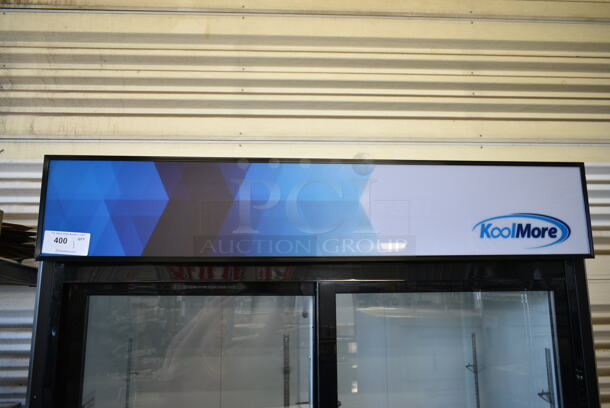 BRAND NEW SCRATCH AND DENT! 2024 KoolMore MDR-2D-GSLD Metal Commercial 2 Door Reach In Cooler Merchandiser w/ Poly Coated Racks. 115 Volts, 1 Phase. Tested and Working! - Image 4 of 11