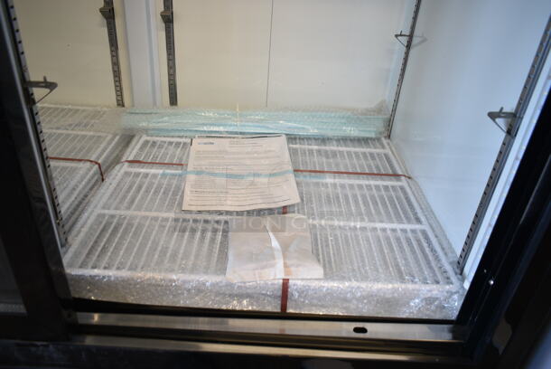 BRAND NEW SCRATCH AND DENT! 2024 KoolMore MDR-2D-GSLD Metal Commercial 2 Door Reach In Cooler Merchandiser w/ Poly Coated Racks. 115 Volts, 1 Phase. Tested and Working! - Image 8 of 11