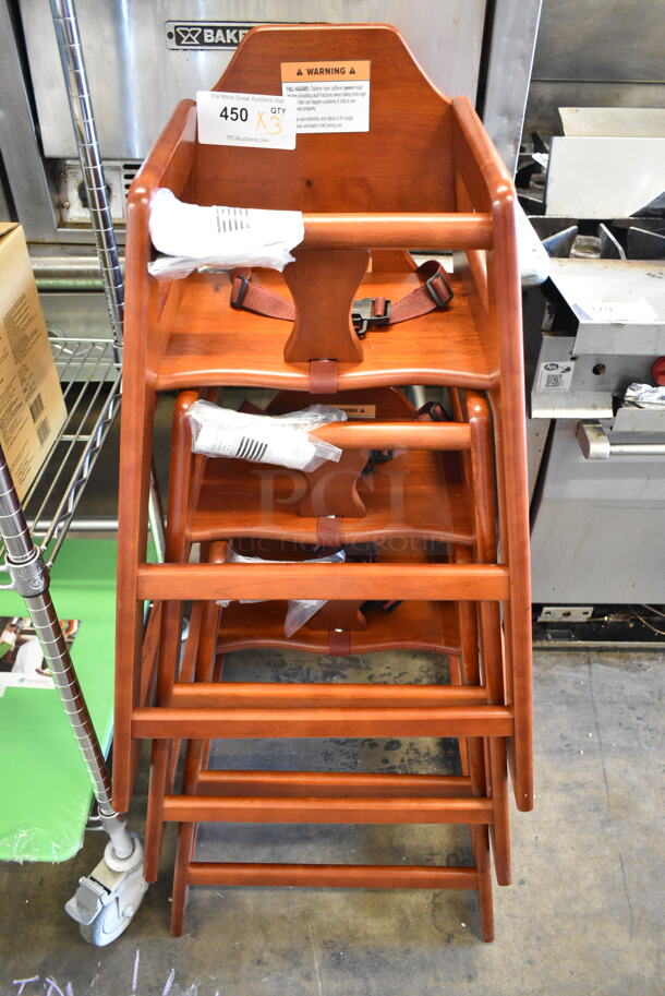 3 BRAND NEW SCRATCH AND DENT! Lancaster Table & Seating 164WHCASMA Mahogany Wooden High Chairs. 3 Times Your Bid!  - Image 1 of 5