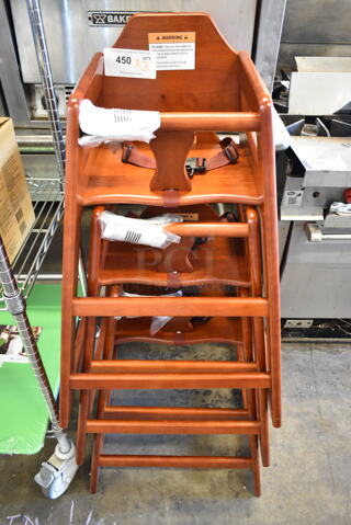 3 BRAND NEW SCRATCH AND DENT! Lancaster Table & Seating 164WHCASMA Mahogany Wooden High Chairs. 3 Times Your Bid! 