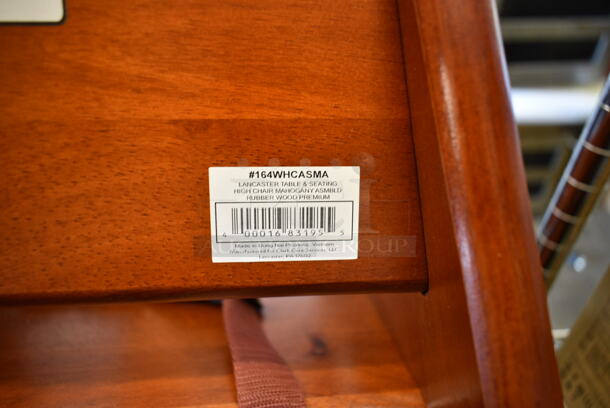 3 BRAND NEW SCRATCH AND DENT! Lancaster Table & Seating 164WHCASMA Mahogany Wooden High Chairs. 3 Times Your Bid!  - Image 5 of 5