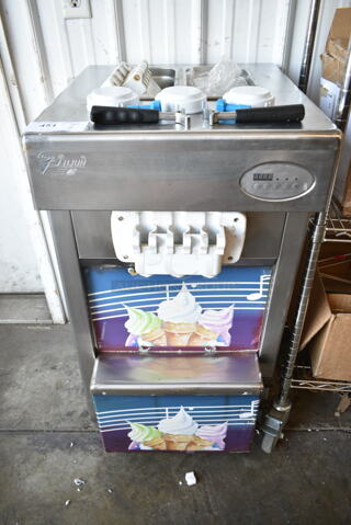 Sanjun Stainless Steel Commercial Countertop Air Cooled 2 Flavor w/ Twist Soft Serve Ice Cream Machine. 220 Volts.