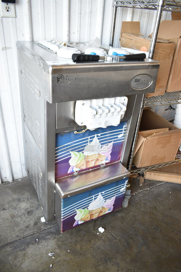 Sanjun Stainless Steel Commercial Countertop Air Cooled 2 Flavor w/ Twist Soft Serve Ice Cream Machine. 220 Volts. - Image 2 of 11