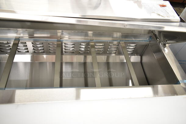 BRAND NEW SCRATCH AND DENT! 2024 Avantco 178APT71HC Stainless Steel Commercial Sandwich Salad Prep Table Bain Marie Mega Top on Commercial Casters. 115 Volts, 1 Phase. Tested and Working! - Image 6 of 12