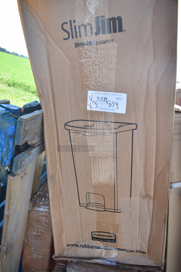 3 BRAND NEW SCRATCH AND DENT! Items Including Rubbermaid Slim Jim Trash Can, 164TB5222 Lancaster Table & Seating 5" x 22" Straight Cast Iron Table Base Plate, 164TCOLROD25 Lancaster Table & Seating 25 3/16" Standard Height Table Base Column and Rod. 3 Times Your Bid! May Be Missing Pieces. - Image 2 of 4