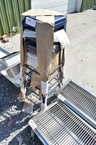 4 BRAND NEW SCRATCH AND DENT! Lancaster Table & Seating 164BMBKLSNVY Alloy Series Sapphire Outdoor Backless Barstool. 4 Times Your Bid! 