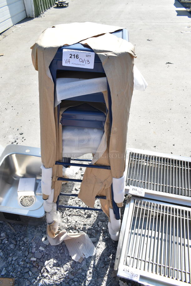 4 BRAND NEW SCRATCH AND DENT! Lancaster Table & Seating 164BMBKLSNVY Alloy Series Sapphire Outdoor Backless Barstool. 4 Times Your Bid!  - Image 3 of 4