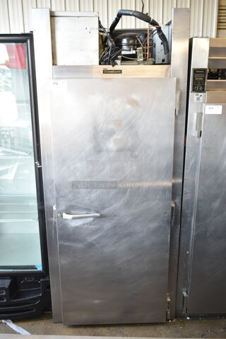 Traulsen RRI132LPUT-FHS Stainless Steel Commercial Single Door Roll In Cooler w/ Pan Rack. 115 Volts, 1 Phase. Tested and Working!