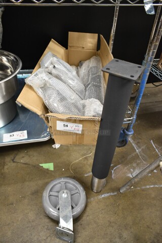 ALL ONE MONEY! Lot of 4 BRAND NEW Convection Oven Legs and 3 Casters. 