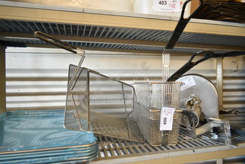 3 BRAND NEW SCRATCH AND DENT! Metal Fry Baskets. 3 Times Your Bid! 