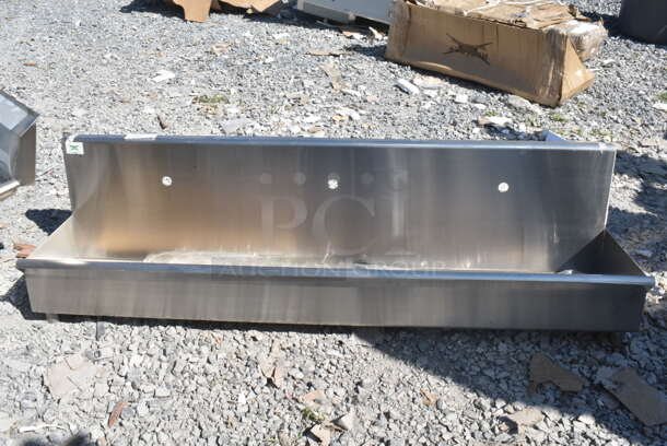 BRAND NEW SCRATCH AND DENT! Regency 600HMSB1872 Wall-Mounted 72" x 17 1/2" Hand Sink for 3 Single-Inlet Faucets - Image 2 of 3
