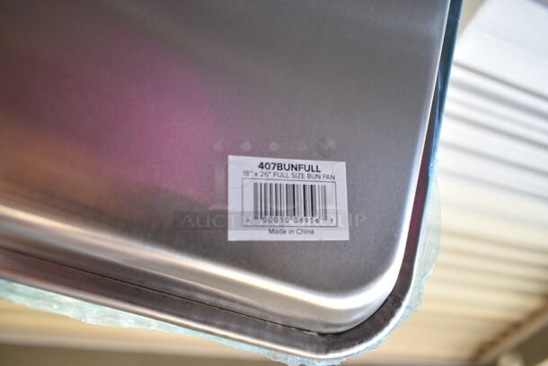 6 BRAND NEW SCRATCH AND DENT! Choice 407BUNFULL Full Size 18" x 26" 19 Gauge Wire in Rim Aluminum Bun Pan / Sheet Pan; Some Perforated. 6 Times Your Bid!  - Image 4 of 4