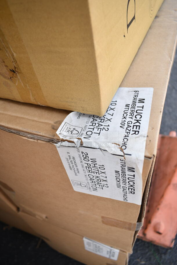 PALLET LOT of 23 BRAND NEW Boxes Including Whole Bean Colombian, M Tucker 10x7x12 White Kraft Strawberry Gazpacho, NOB04SW, M Tucker 10x7x12 White Kraft Braised Pork, C Melt Shop 0813, Karat C-KDL508 Sipper Lid, Designerware DWB10180 Bowls. 23 Times Your Bid!  - Image 4 of 12