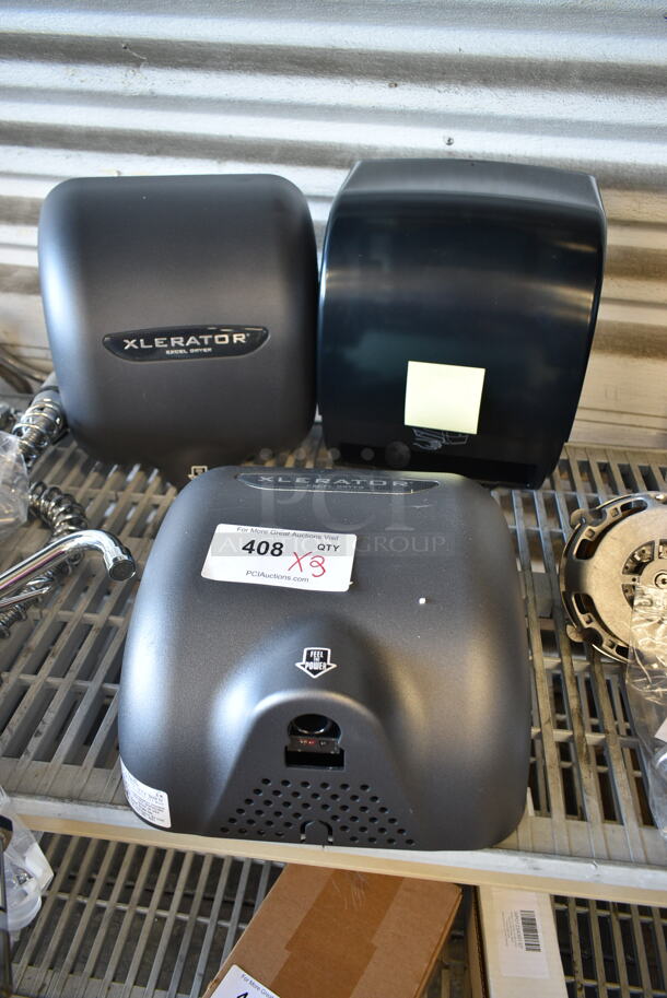 3 BRAND NEW SCRATCH AND DENT! Wall Mount Items; 2 Xlerator XL-GR Hand Dryers and 1 Hand Towel Dispenser. 3 Times Your Bid!  - Image 2 of 10