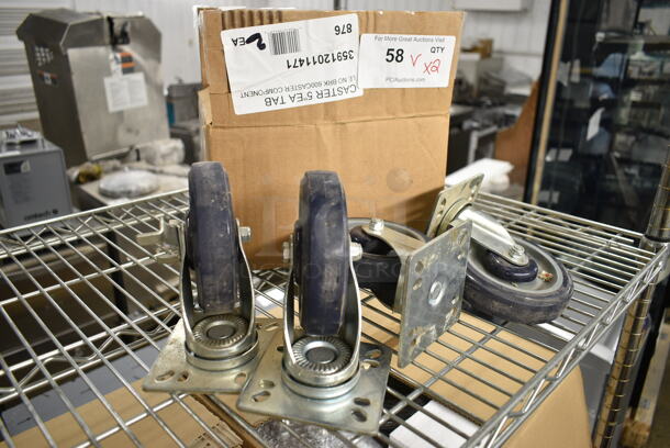 ALL ONE MONEY! Lot of BRAND NEW Items Including Box of 35912011471 Regency 5" Polyurethane Work Table and Equipment Stand Caster and 4 Loose Commercial Casters - Image 1 of 6