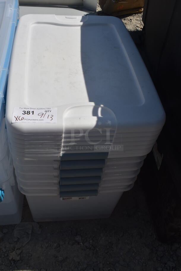 6 Sterilite 1497LAB8 White Poly 64 Quart Tote w/ Lids. 6 Times Your Bid!  - Image 3 of 4