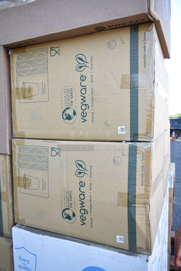 PALLET LOT of 22 BRAND NEW Boxes Including 4 Box Heavenly Soft 413663 Napkins, 4 Vegware 16 oz Bowl Cups, Pactiv NOB04SW White Boxes. 22 Times Your Bid!  - Image 8 of 12