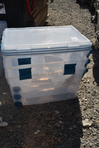 3 Sterilite 1943LAB43 Poly 120 Quart Tote w/ Lids. 3 Times Your Bid! 