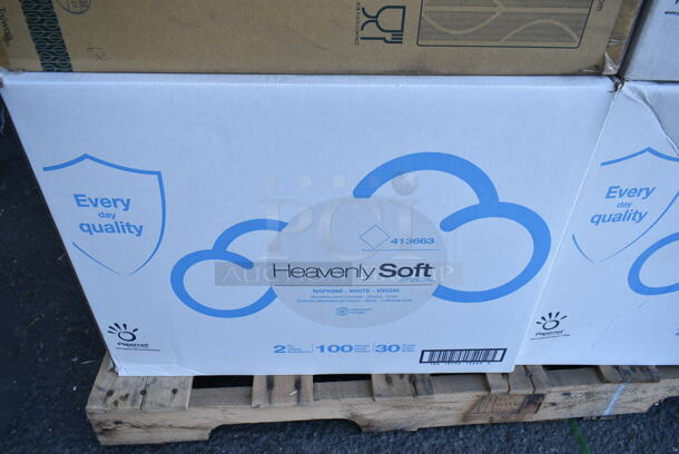 PALLET LOT of 22 BRAND NEW Boxes Including 4 Box Heavenly Soft 413663 Napkins, 4 Vegware 16 oz Bowl Cups, Pactiv NOB04SW White Boxes. 22 Times Your Bid!  - Image 10 of 12