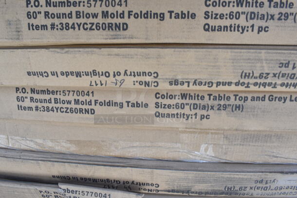 2 BRAND NEW SCRATCH AND DENT! Lancaster Table & Seating 384YCZ60RND 60" Round Heavy-Duty Granite White Plastic Folding Table. 2 Times Your Bid! May Be Missing Pieces. - Image 2 of 2