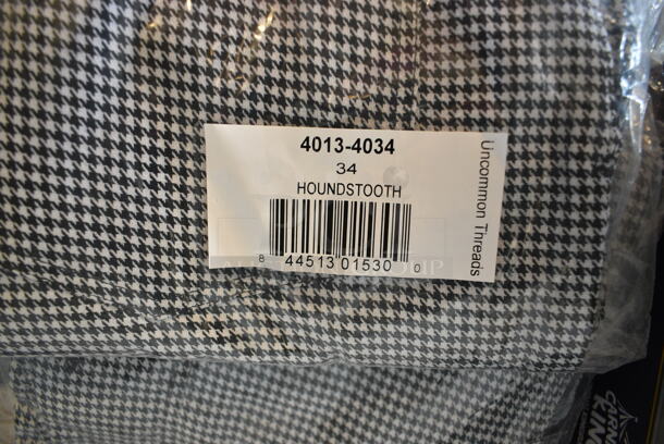 4 BRAND NEW SCRATCH AND DENT! 4013-4034 Uncommon Chef 4013 Unisex Houndstooth Customizable Straight Leg Chef Pants - 34". 4 Times Your Bid!  - Image 4 of 8