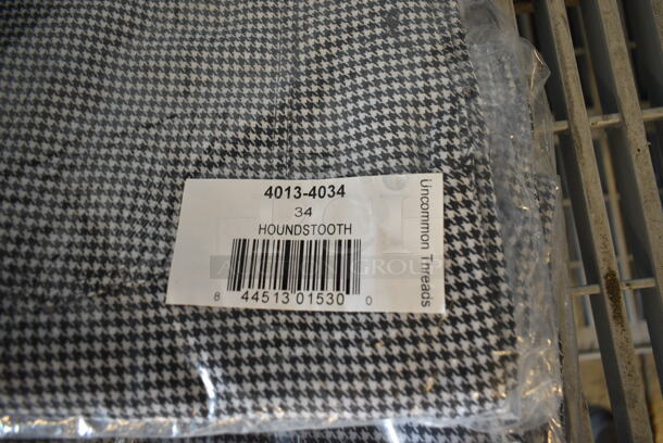 4 BRAND NEW SCRATCH AND DENT! 4013-4034 Uncommon Chef 4013 Unisex Houndstooth Customizable Straight Leg Chef Pants - 34". 4 Times Your Bid!  - Image 5 of 8