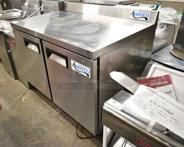 BRAND NEW SCRATCH AND DENT! 2024 Avantco 178AWT48FHC Stainless Steel Commercial 2 Door Work Top Cooler on Commercial Casters. Unit Was Mislabeled From Manufacturer and is a Cooler, Not a Freezer. 115 Volts, 1 Phase. Tested and Working! - Image 3 of 7