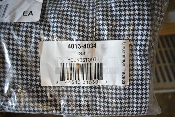 4 BRAND NEW SCRATCH AND DENT! 4013-4034 Uncommon Chef 4013 Unisex Houndstooth Customizable Straight Leg Chef Pants - 34". 4 Times Your Bid!  - Image 7 of 8