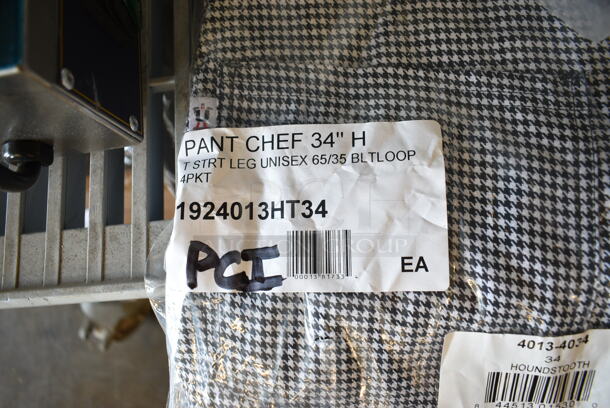4 BRAND NEW SCRATCH AND DENT! 4013-4034 Uncommon Chef 4013 Unisex Houndstooth Customizable Straight Leg Chef Pants - 34". 4 Times Your Bid!  - Image 8 of 8
