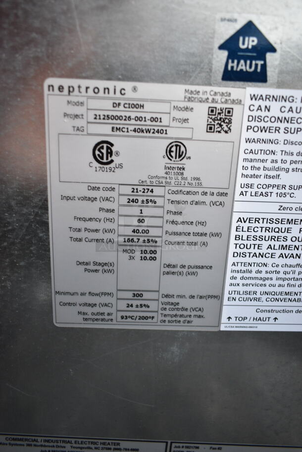 BRAND NEW! CaptiveAire A1-E-401-151D Metal Commercial Modulating Electric Rooftop Heater. 240 Volts. - Image 12 of 12