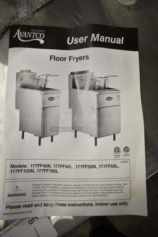 BRAND NEW SCRATCH AND DENT! 2023 Avantco 177FF40L Stainless Steel Commercial Floor Style Liquid Propane 40 lb. Stainless Steel Deep Fat Fryer w/ 2 Metal Fry Baskets and Commercial Casters. 90,000 BTU - Image 5 of 11